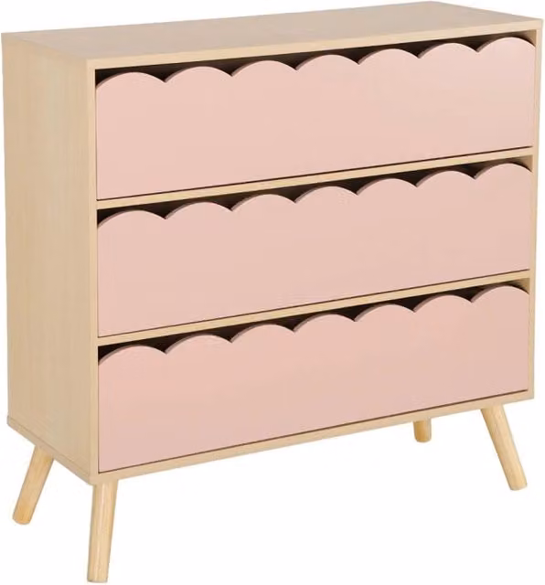 Cassettiera per bambini Sweeek in stile scandinavo, effetto legno, disponibile in bianco, rosa o verde – 1