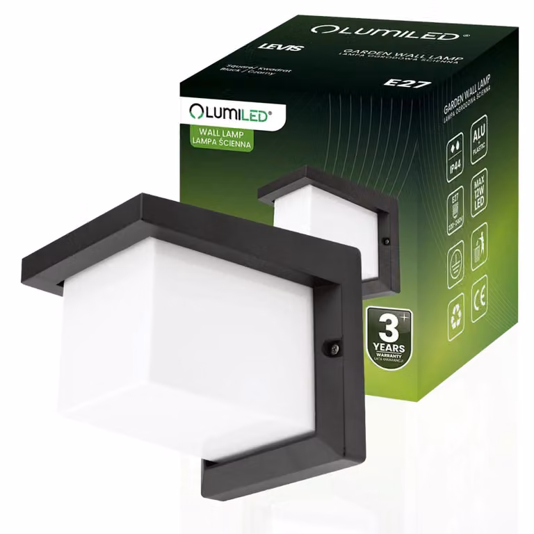 LUMILED lampada da parete per esterni lampada da parete per esterni illuminazione da parete lampadario IP44 bianco nero alluminio angolare PC 230V presa E27 max 12W