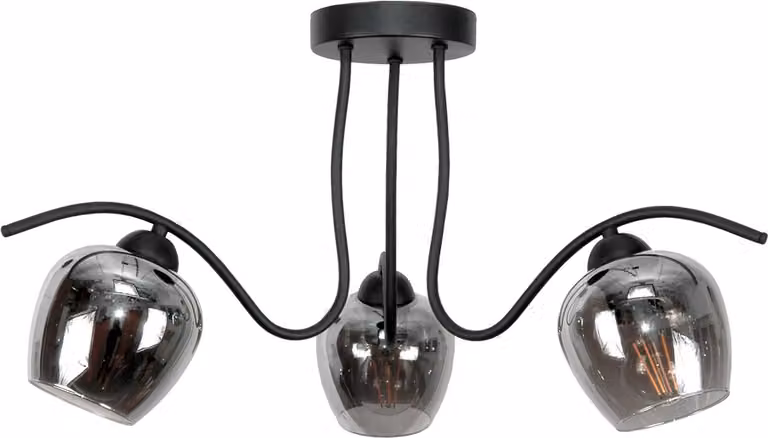Lampada da soffitto, lampada a sospensione, nero, vetro, grafite, 15-342 Rufi Grey