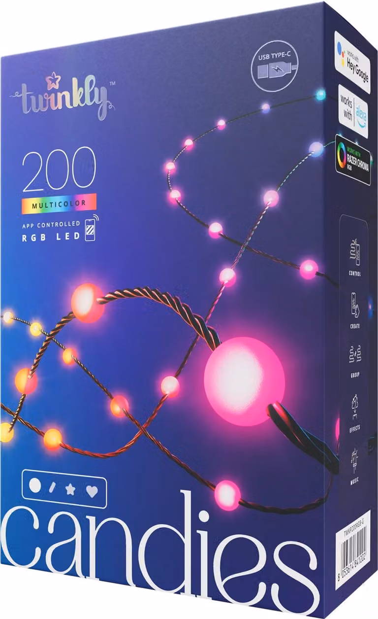Twinkly Candies LED Christmas tree lights TWKP200RGB-G 6 m 200 lights