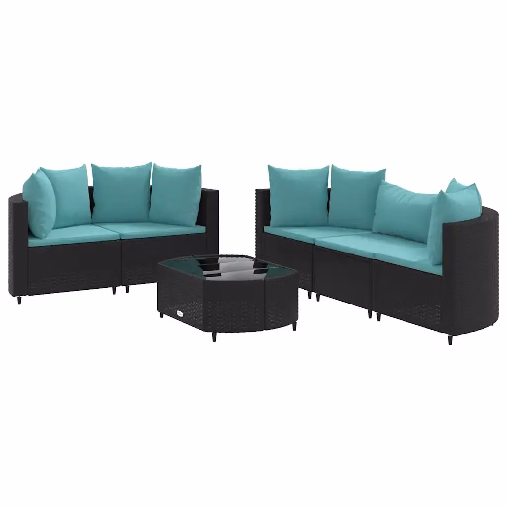 vidaXL Set Divano da Giardino 6 pz con Cuscini e Tavolino in Polyrattan e Metallo Nero – 2