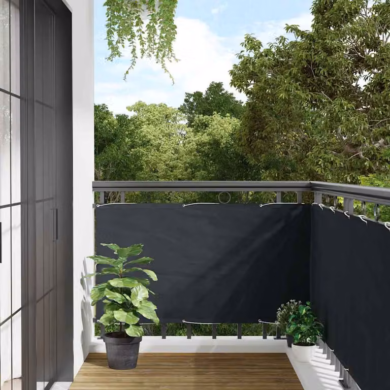 Paravento per balcone vidaXL in tessuto Oxford e alluminio, colore antracite, H: 75 cm, L: 500 cm