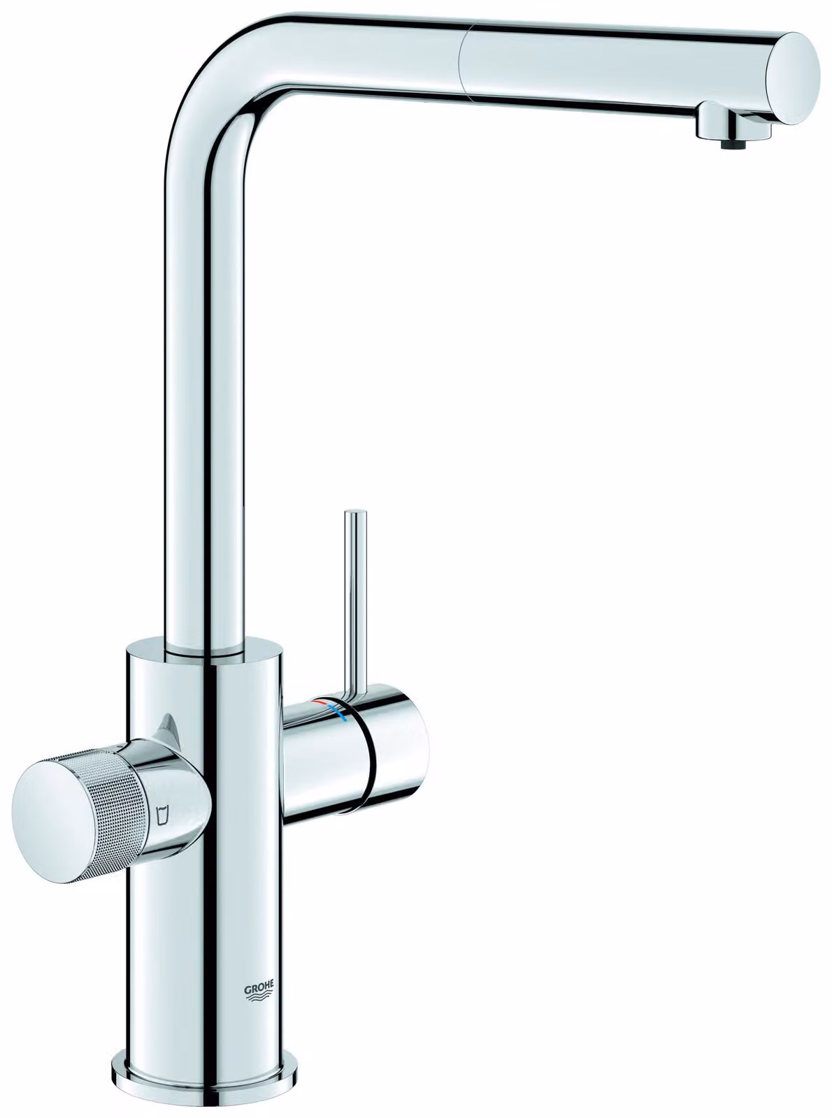 GROHE Blue Pure Minta Mitigeur monocommandé pour évier, portée 223mm, bec en L, extractible, 30590000, 30590000