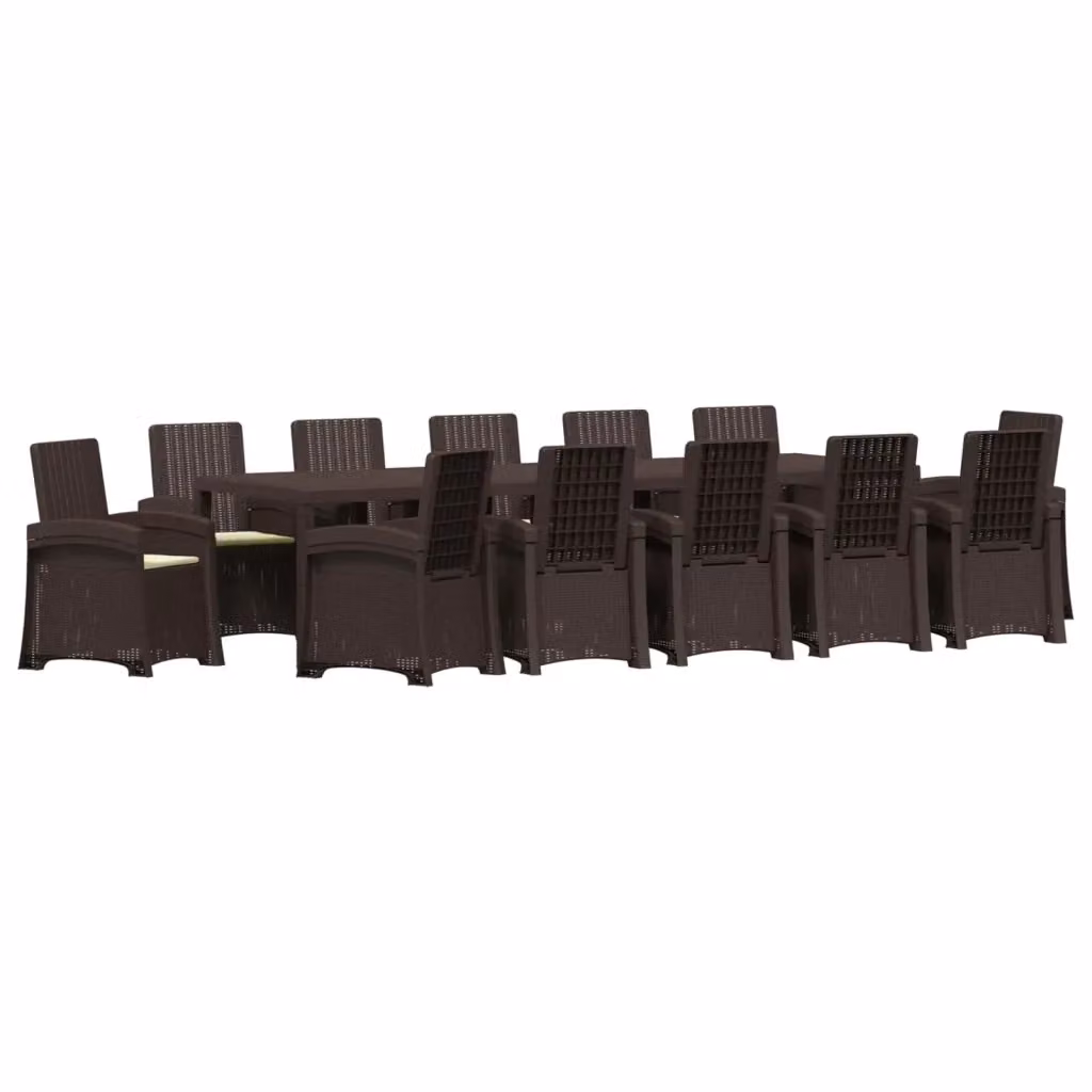 Set da pranzo da giardino moderno vidaXL in polyrattan marrone e beige, 14 pezzi – 2