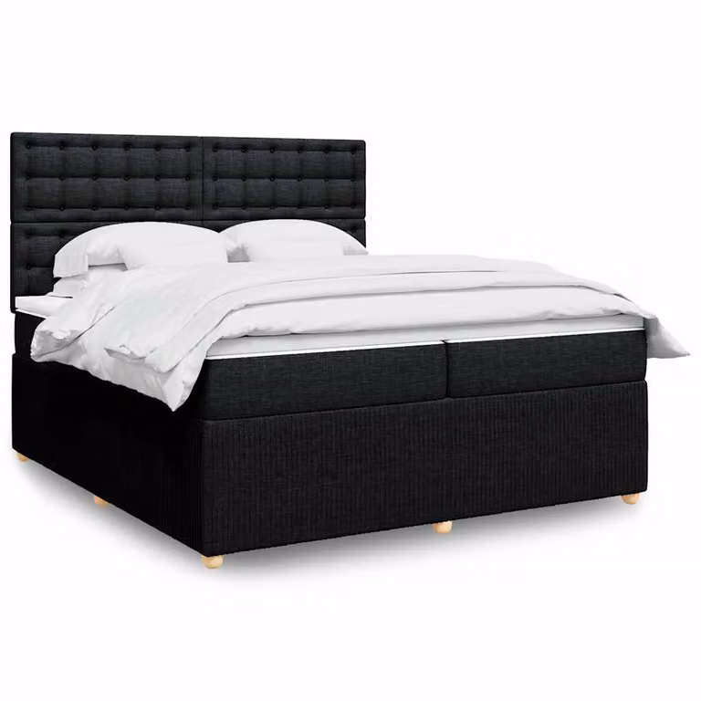 vidaXL Giroletto a Molle con Materasso Nero in Tessuto 200 x 200 cm