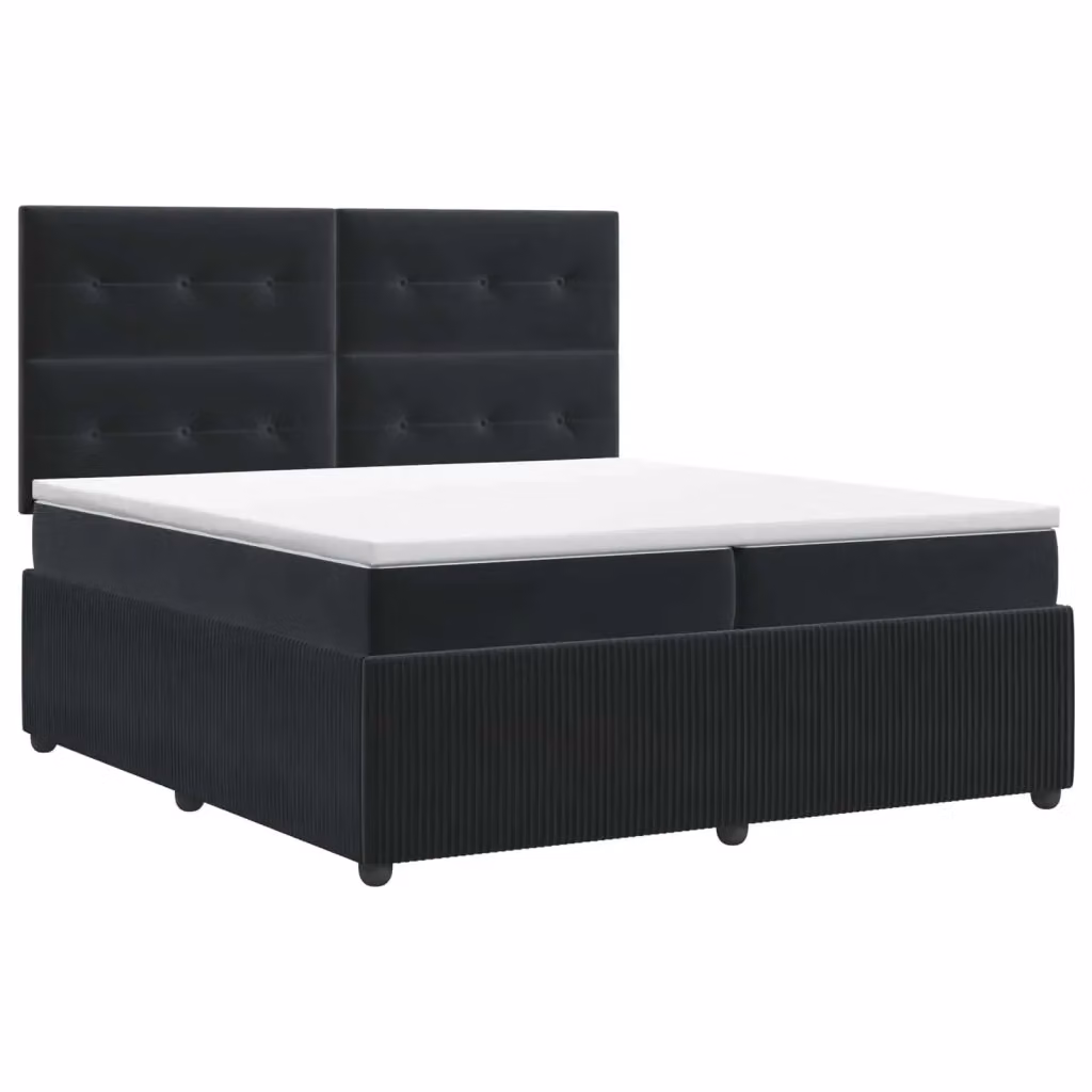 Letto box spring con materasso vidaXL in velluto nero L/P: 200 x 200 cm – 2