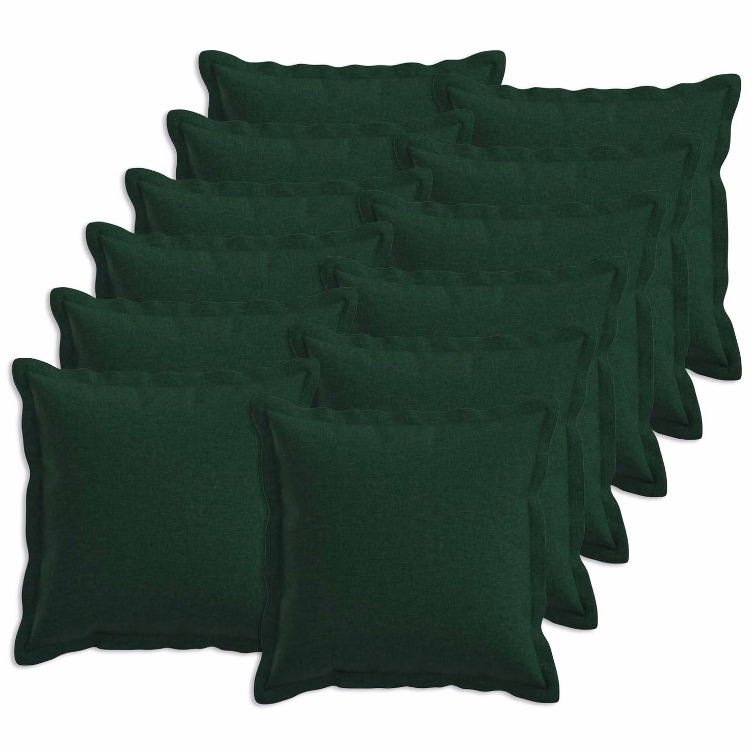 Set di 12 cuscini quadrati vidaXL HOUTEN in lino verde scuro, L/P/H: 50 x 50 x 50 cm