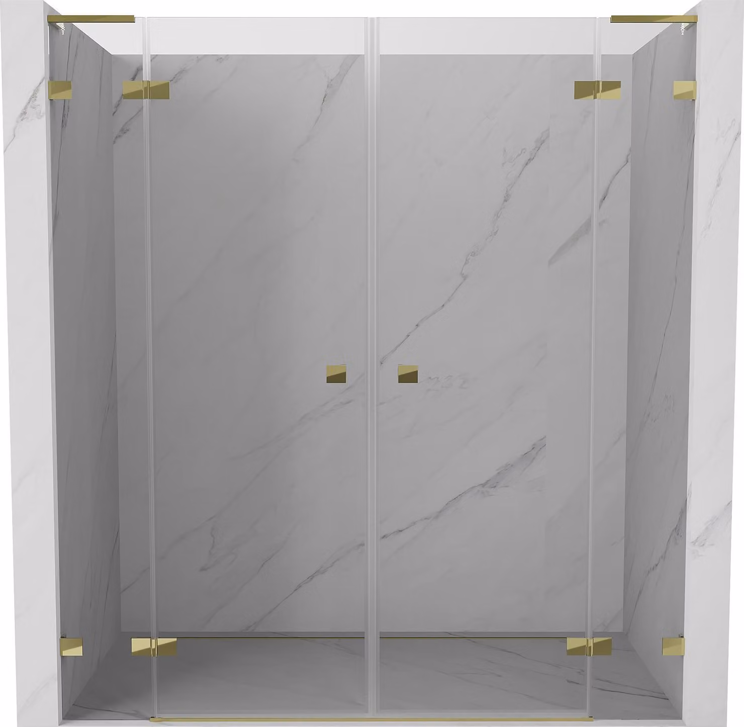 Mexen Lunar L Duo porta doccia a battente 190 cm, trasparente, oro - 834DL-190-000-50-00