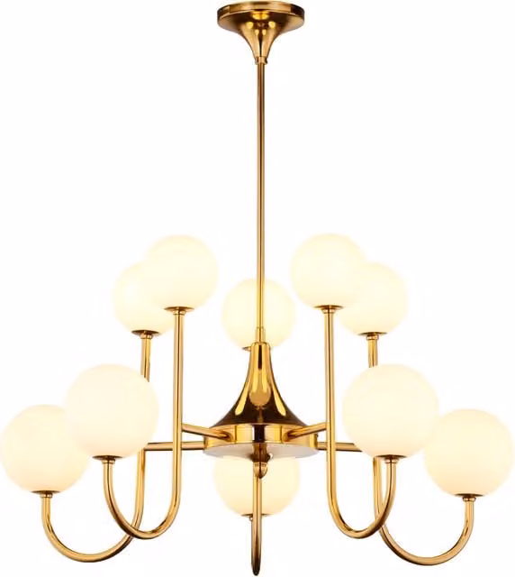 Lampadario moderno oro grande 10xG9 vetro SELEN Jupiter