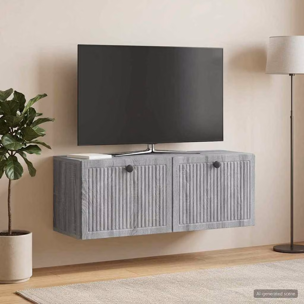 vidaXL Mobile Porta TV da Muro Moderno Grigio, L 78,5 cm x P 31 cm x H 30 cm