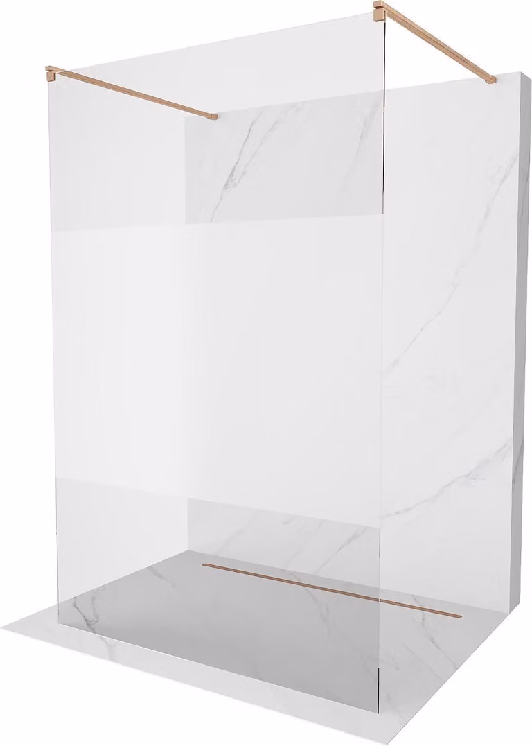 Mexen Kioto parete doccia autoportante 120 x 200 cm, trasparente/brina 8 mm, rame spazzolato - 800-120-002-65-35