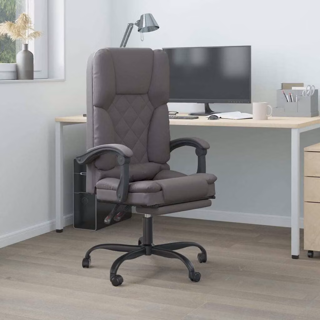 The Living Store Sedia da ufficio con funzione massaggio Similcuoio grigia