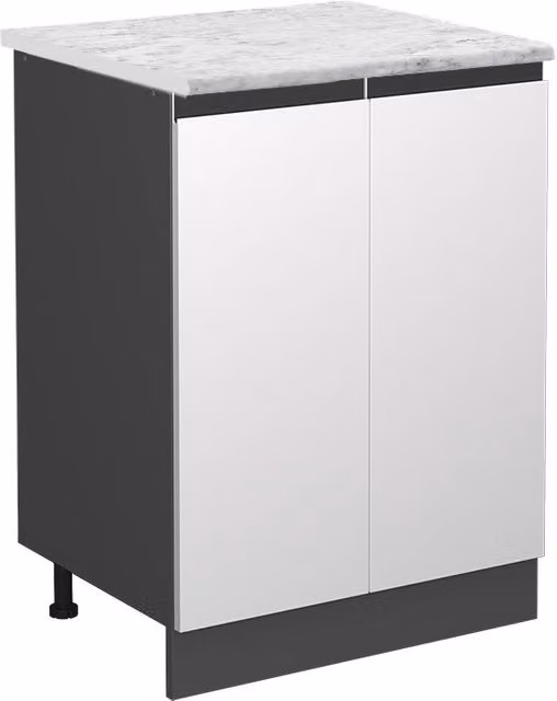 Mobiletto base cucina Vicco R-Line Bianco e Antracite con piano in marmo L: 60 cm, H: 81,6 cm, P: 28 cm – 1