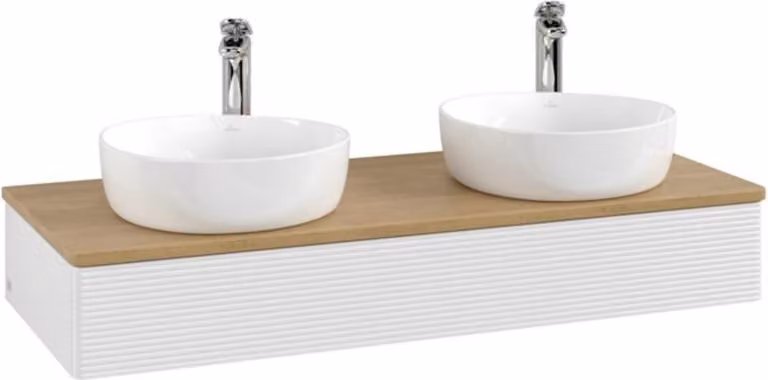 V&B Mobiletto con struttura frontale Antao 120x19x50cm, HL, WBP hon. Oa, g wh. Lac