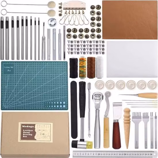 Set di Ricamo Professionale Multicolore con Scatola di Conservazione in Acciaio e Legno