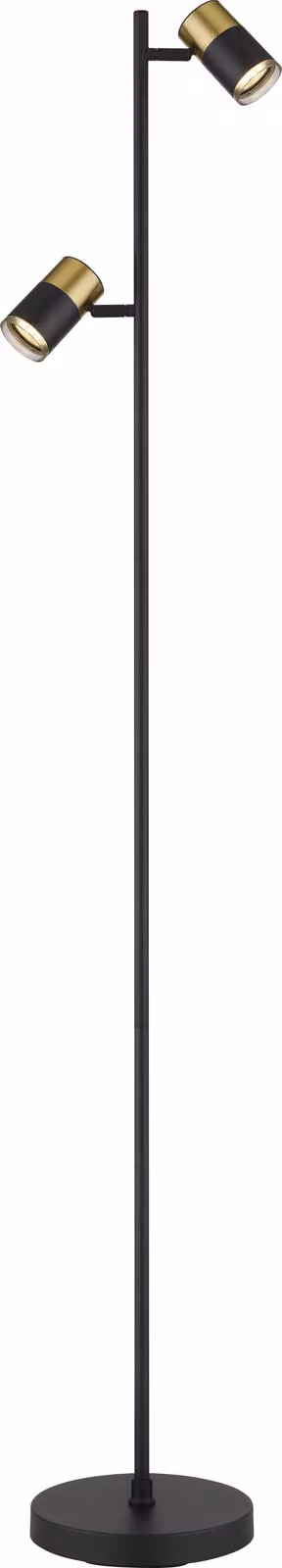 Lampada da terra Globo Lighting in metallo nero opaco, 2x GU10 LED