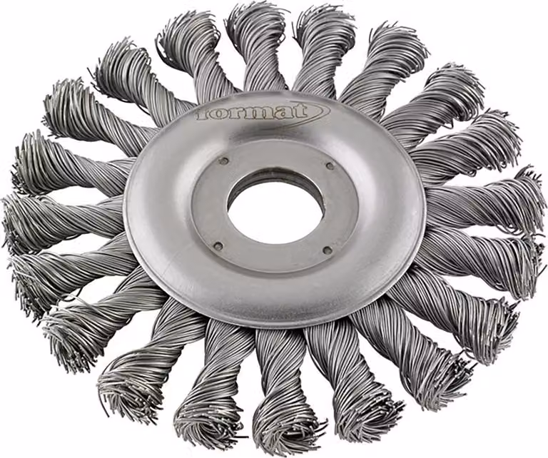 Formato Spazzola rotonda in acciaio inox annodata 125x mm