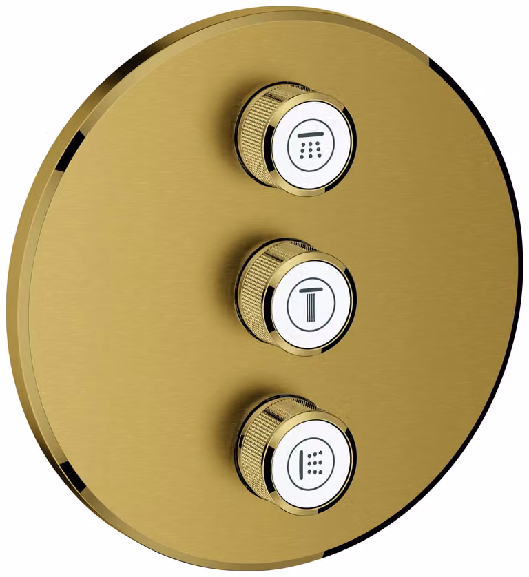 Grohe Grohtherm SmartControl vanne à 3 voies dissimulée, rosace murale ronde, 29122GN0, 29122GN0