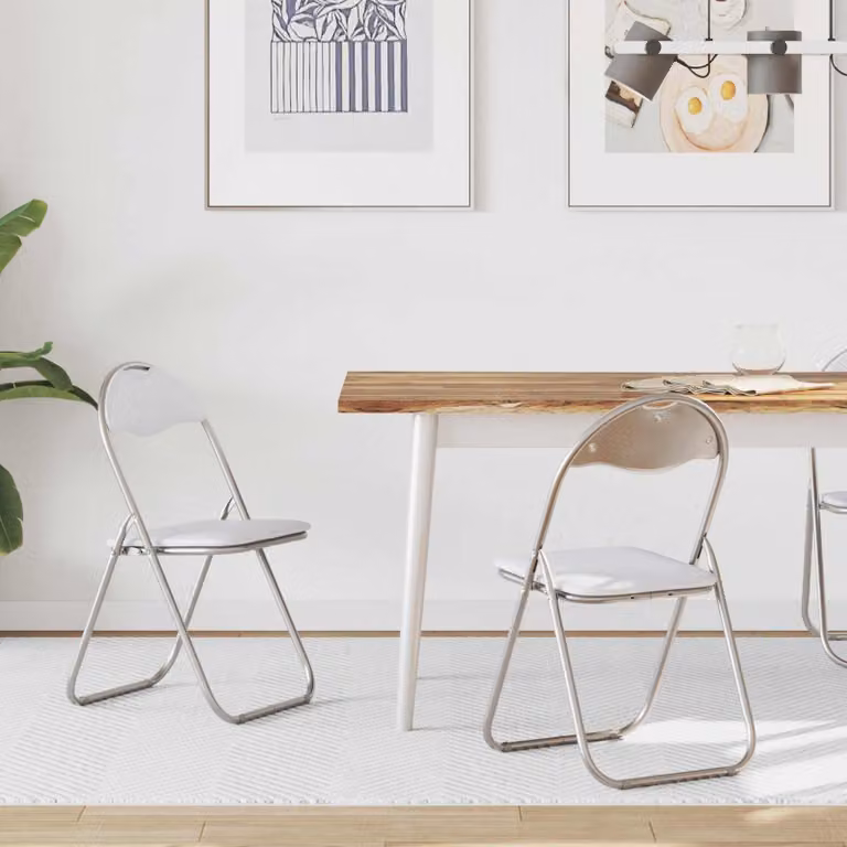 Set di 2 sedie pieghevoli vidaXL in pelle sintetica bianco e grigio