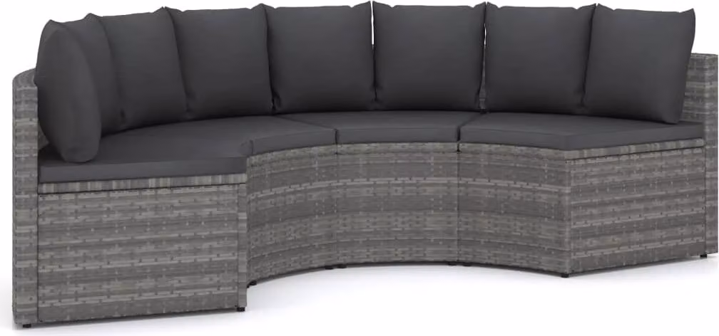 Set Divani da Giardino 4 pz con Cuscini in Polyrattan Grigio