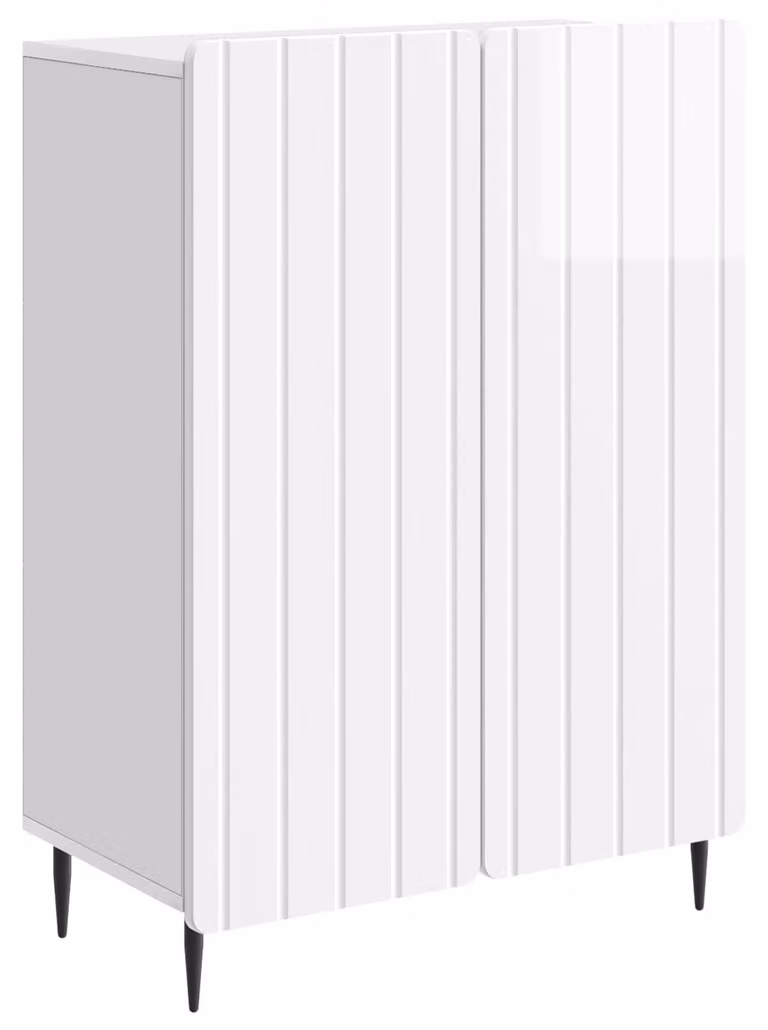 Credenza Bianco Lucido 66 x 34,5 x 92 cm Legno ingegnerizzato