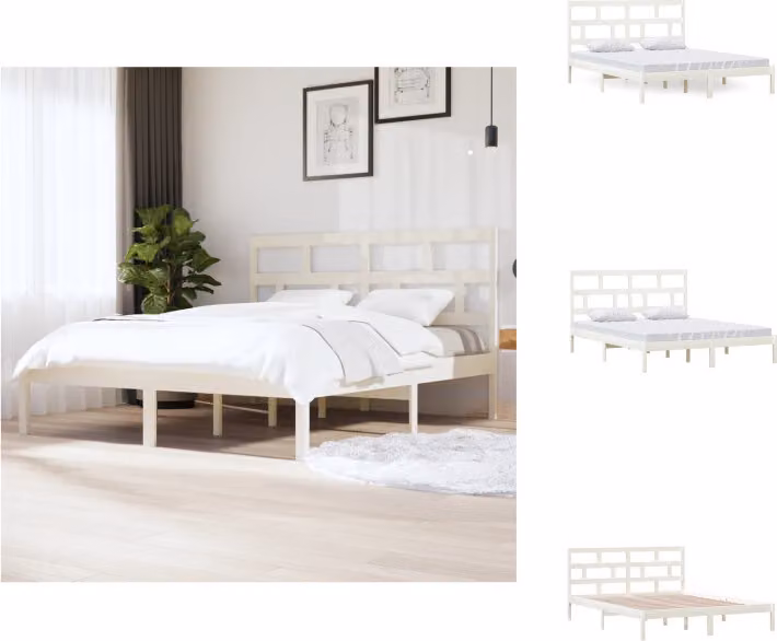 vidaXL Letto in legno massiccio di pino bianco 160x200 cm - Letti e strutture letto