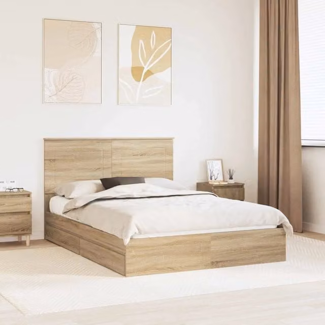 Letto con Contenitore con testiera-Struttura Letto con contenitore Rovere Sonoma 140 x 200 cm 117039