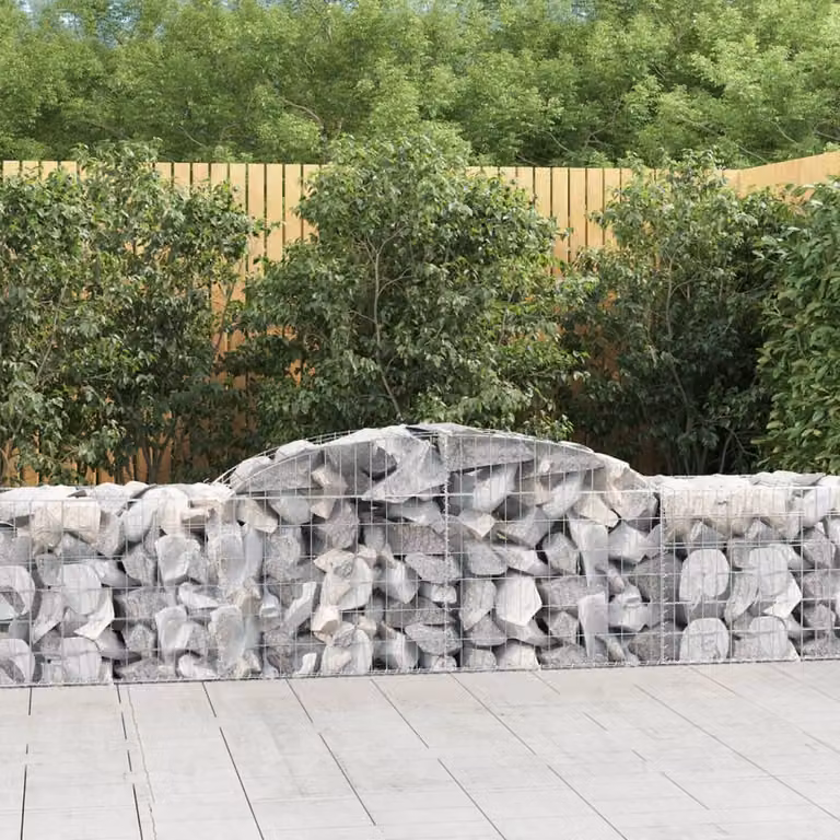 Set di 5 Cesti Gabbioni ad Arco vidaXL in Acciaio Zincato Grigio L: 300 cm, P: 50 cm, H: 60/80 cm