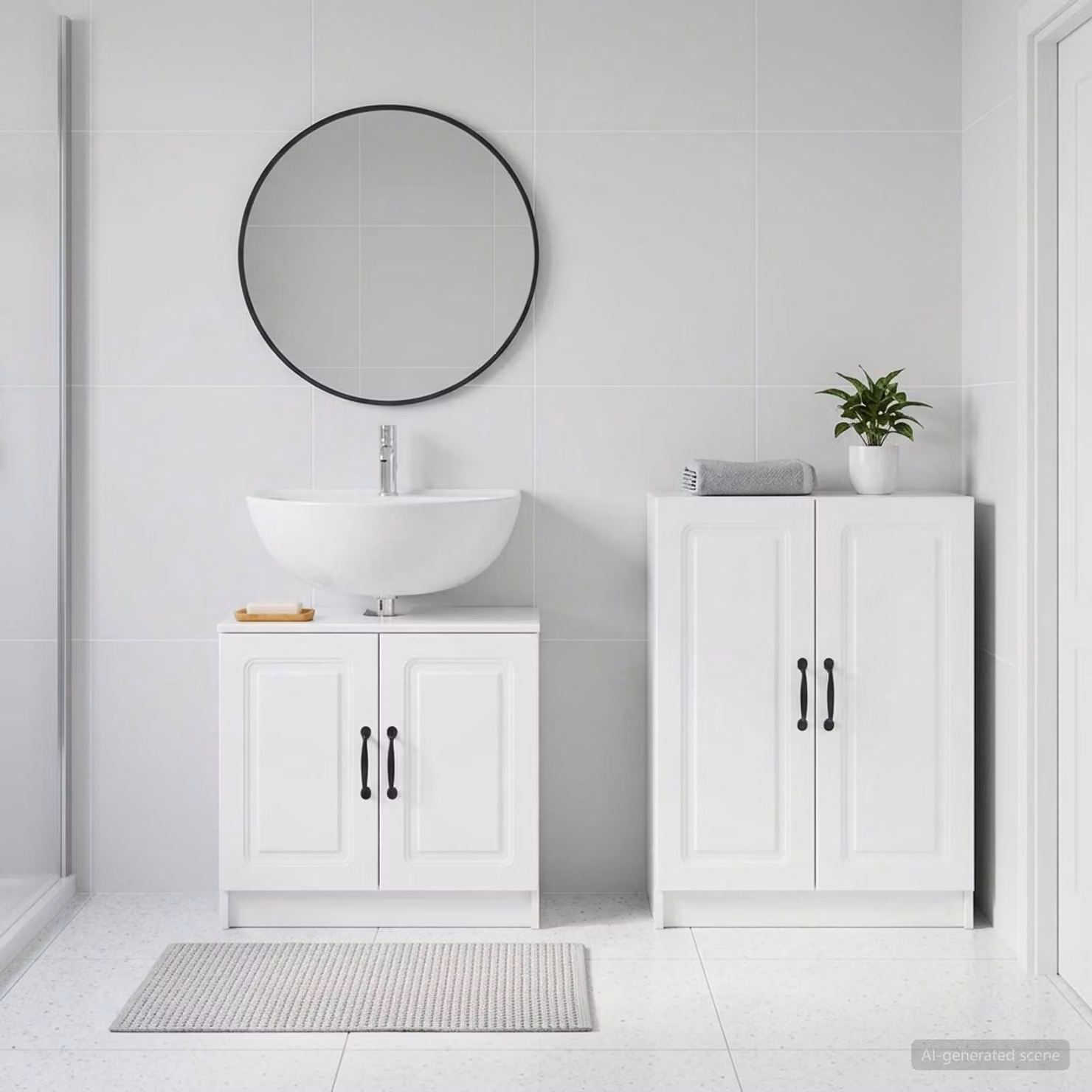 Set di mobili da bagno vidaXL UTRECHT composto da mobile lavabo e mobile contenitore, bianco lucido