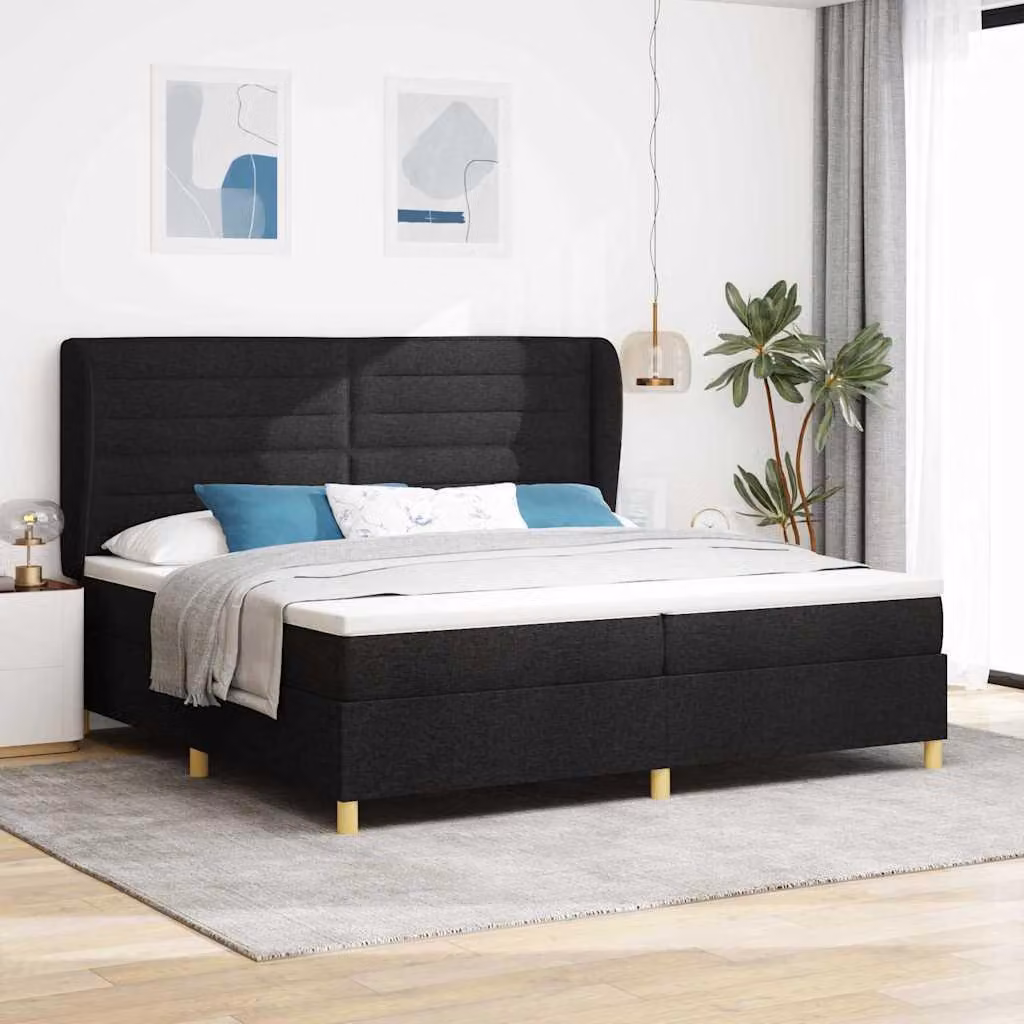 Maison Exclusive - Letto boxspring con materasso nero 200 x 200 cm Tessuto