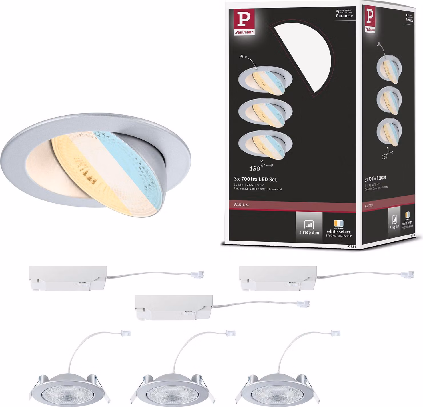 Paulmann Luce da incasso a LED Aumus set di 3