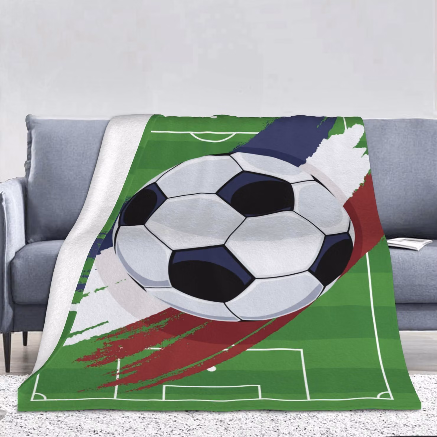 Copertura per letto a tema calcio, per bambini, 130 x 150 cm