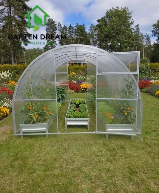 Serra da giardino TITAN con rivestimento in policarbonato trasparente, L: 4 m, P: 3 m, H: 2,1 m