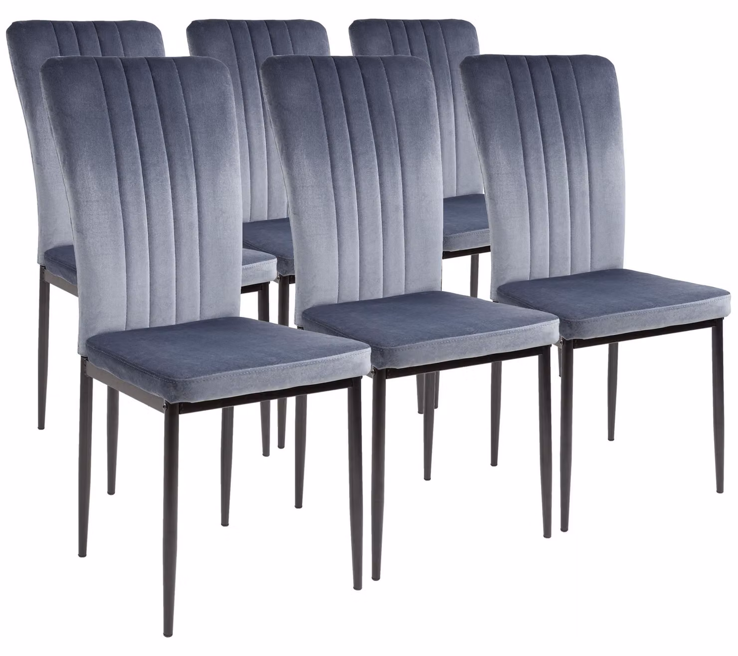 Sedie per sala da pranzo Albatros con rivestimento in velluto, set di 6 MODENA, grigio - Elegante design vintage, elegante sedia da pranzo imbottita - Sedia da cucina o da sala da pranzo con elevata capacità di carico