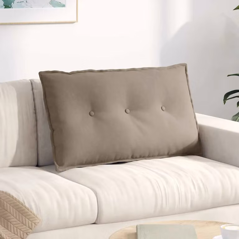 vidaXL Cuscino per Schiena Rettangolare Beige/Grigio in Microfibra e Poliestere L: 80 cm, P: 50 cm