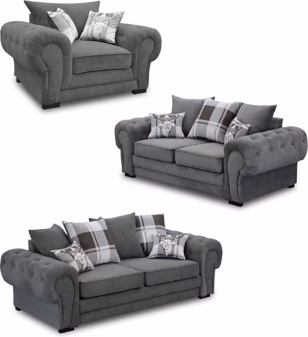 Sofagarnitur 3+2+1 Chesterfield-Möbel Wohnzimmer Textil im italienischen Stil