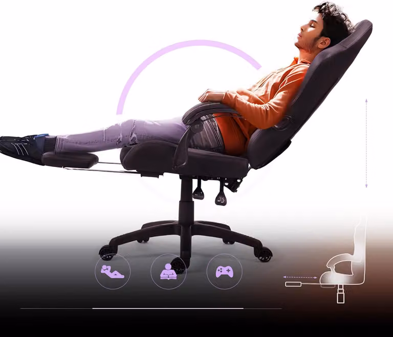 Sedia da gaming ergonomica con funzione massaggio e schienale regolabile