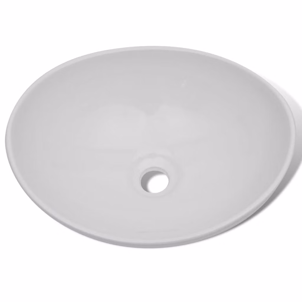 The Living Store Lavabo in Vetroceramica 40 x 33 cm ovale bianco