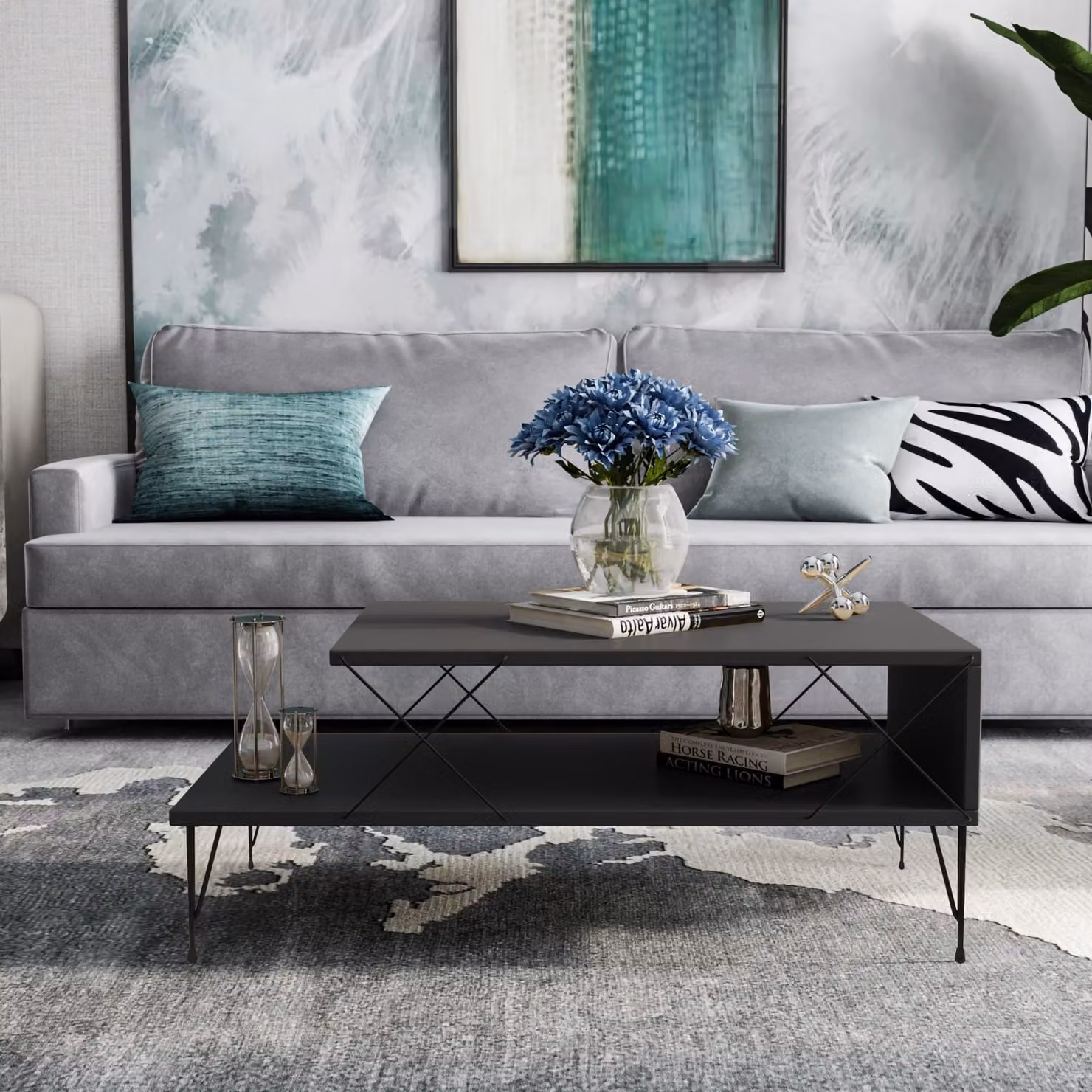 Skye Decor, Loire - Antracite, Couchtische, Anthrazit, 100 x 40 x 50 cm