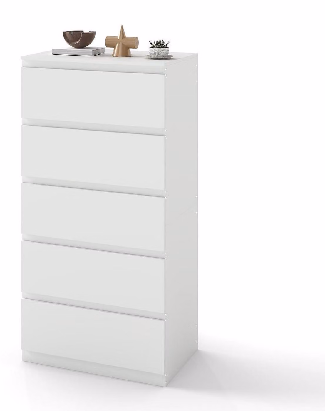 Comodino con 5 cassetti, colore bianco, dimensioni 40x60x120 cm