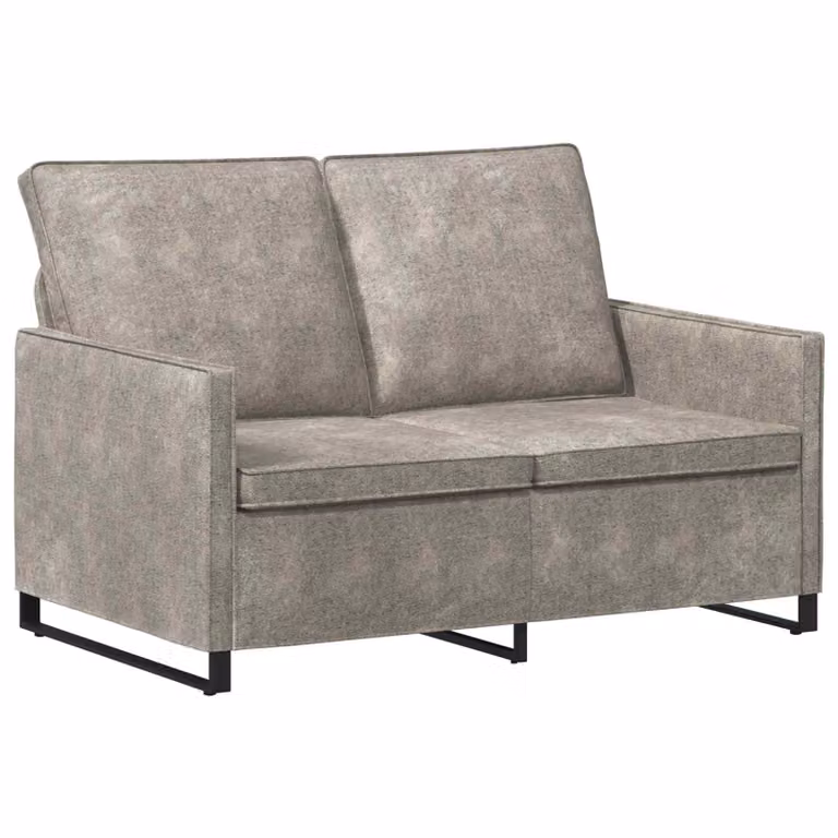 vidaXL Divano a 2 posti moderno in tessuto e similpelle Grigio con poggiatesta regolabile L: 130 cm, P: 81 cm, H: 82 cm