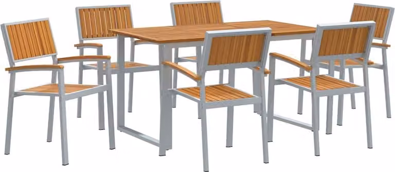 Set da Pranzo per Giardino 7 pcs Grigio