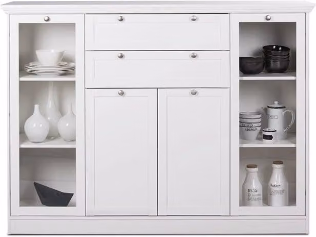 Mobile credenza con vetrina 4 ante 2 casssetti bianco 160x40xh.120cm EFFEZ