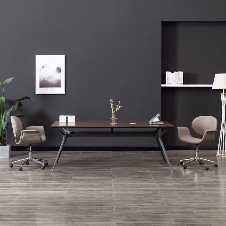 Sedia da Pranzo Girevole Moderna vidaXL in Tessuto Grigio con Ruote L: 42 cm, P: 62 cm, H: 87,5 cm