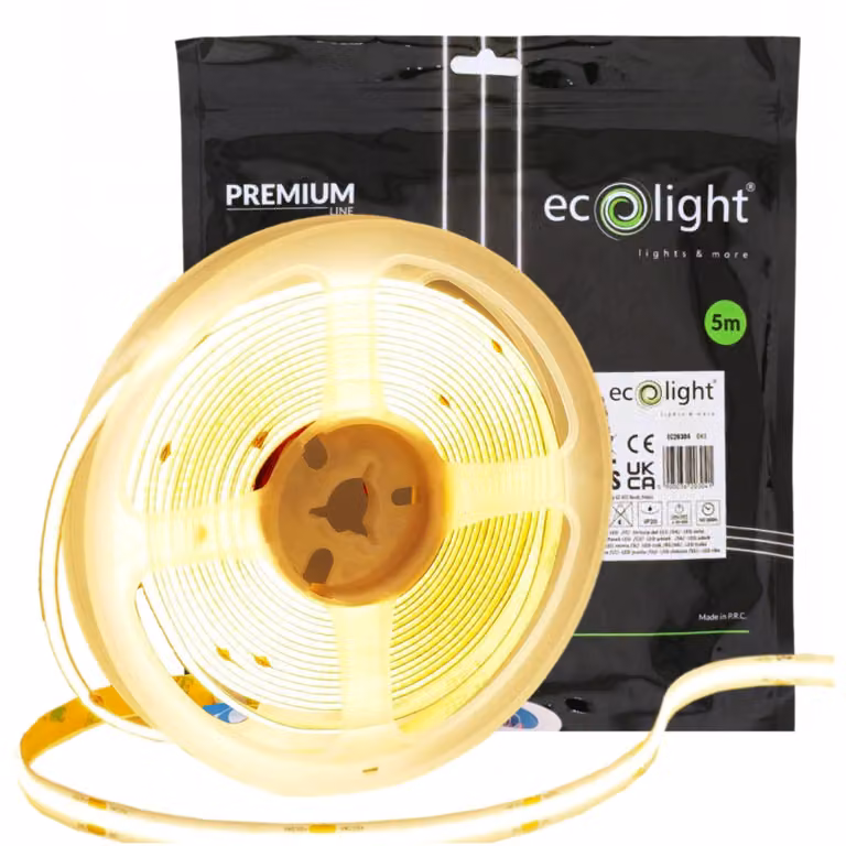 Striscia LED COB 480 LED 9 W/m GIALLA IP20 /5 m/ P
