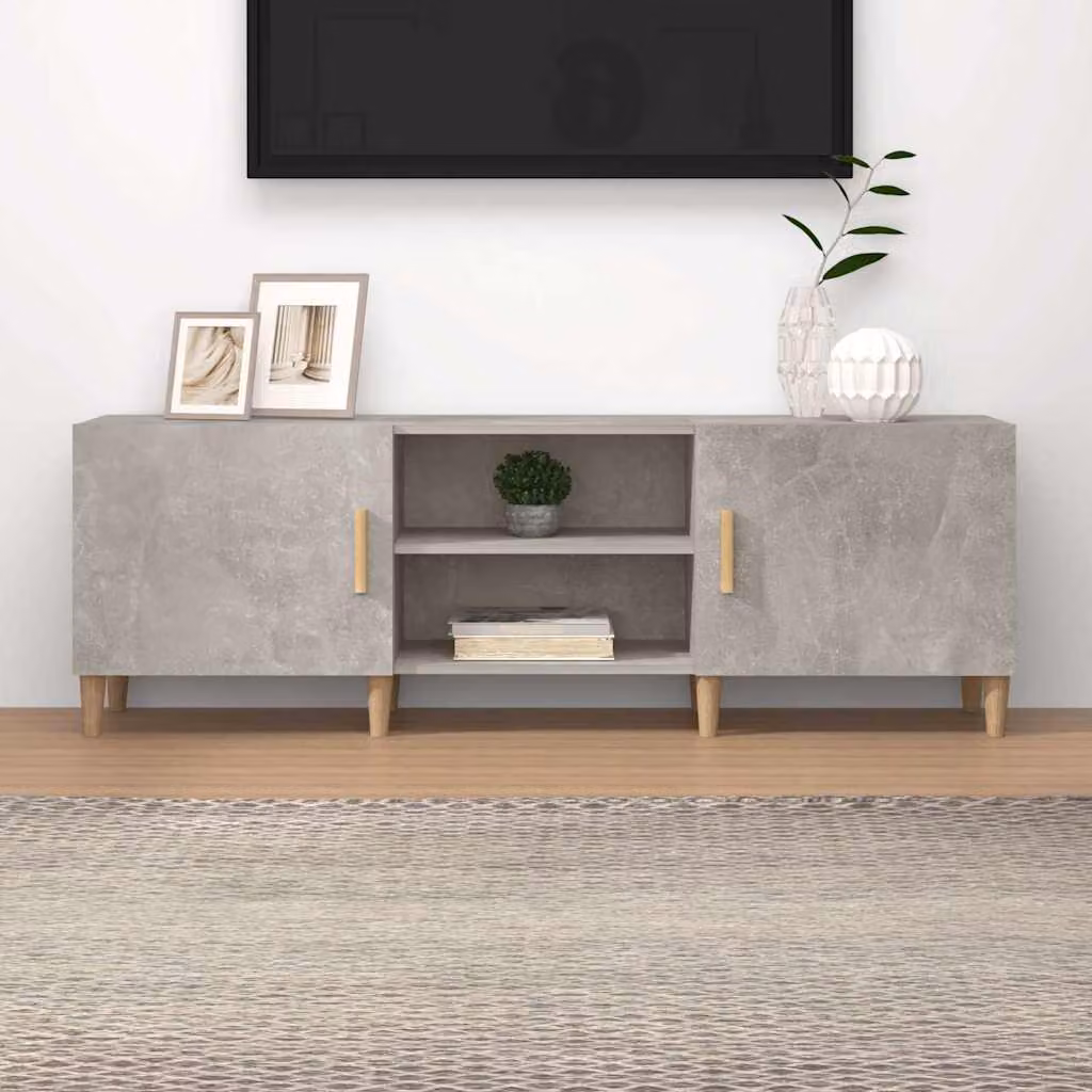 vidaXL Mobile Porta TV Minimalista in Legno Multistrato Grigio con Ruote L 150 cm, P 30 cm, H 50 cm