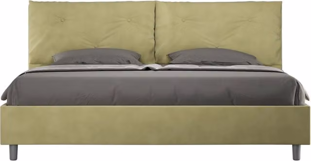 Letto Matrimoniale King Size Appia Large Tè Verde Imbottito in Microfibra L/P/H: 200 x 210 x 110 cm
