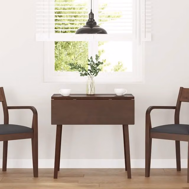 Tavolo da pranzo moderno rettangolare con piano ribaltabile vidaXL in legno di gomma marrone L/P/H: 90 x 45 x 75 cm – 1