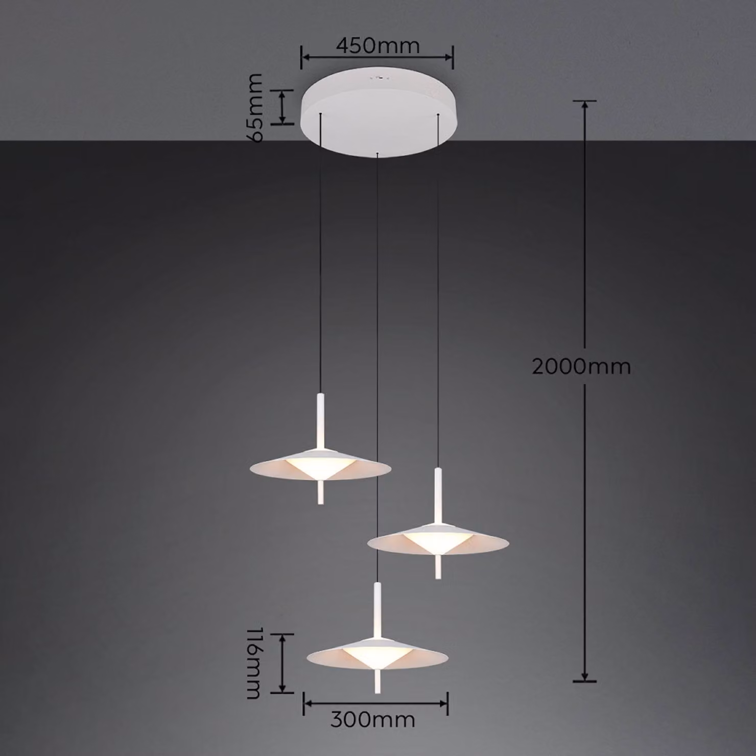 Trio Lighting Lampada a sospensione Amalo, dimmerabile, Bianco / Opale, Soggiorno / Sala da pranzo, Metallo, Moderno, Lampada a sospensione