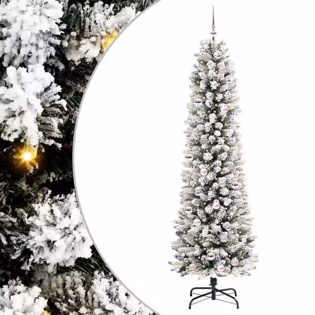Albero di Natale artificiale moderno verde con 300 LED bianchi, Altezza: 210 cm – 1